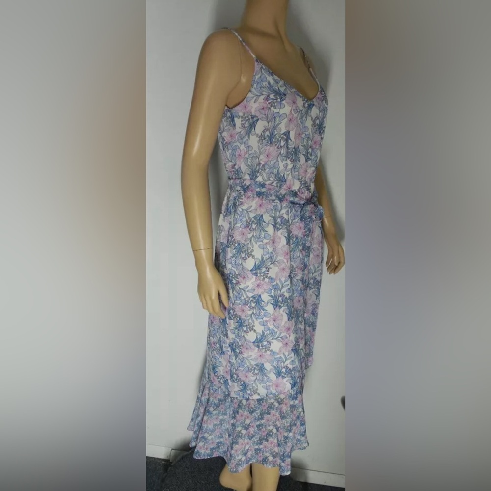 VINCE CAMUTO Dress size 14 multi color floral print faux wrap Spaghetti straps